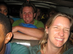 on a very small bus