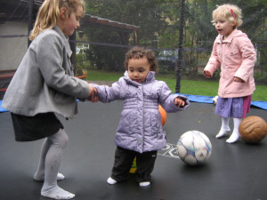 auf dem Trampolin